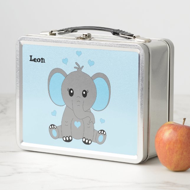 Lunch Box Beau éléphant en bleu, coutume (En situation)