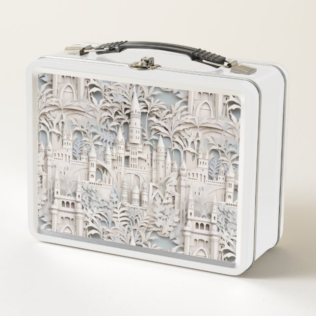 Lunch Box Beau Imaginaire Château Unique Design Blanc (Devant)