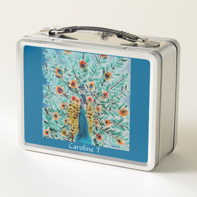 Lunch Box Beau Peacock Nature Art Personnalisé (Dos)