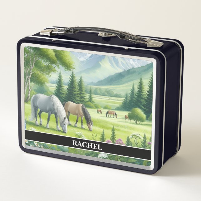Lunch Box Beaux Chevaux de Pâturage (Dos)