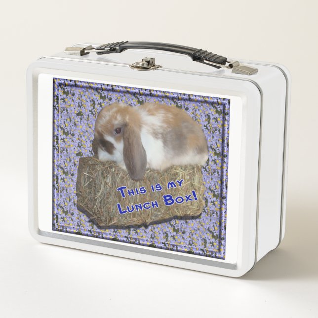 Lunch Box Bébé adorable Lapin de Lop sur Hay Bale (Devant)