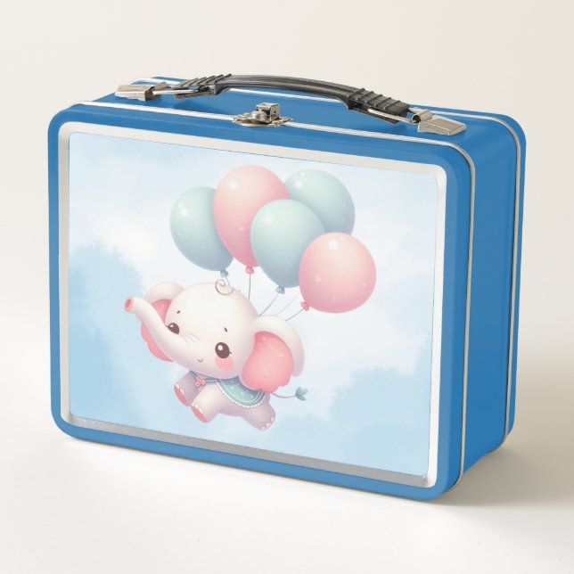 Lunch Box bébé éléphant avec ballons (Devant)