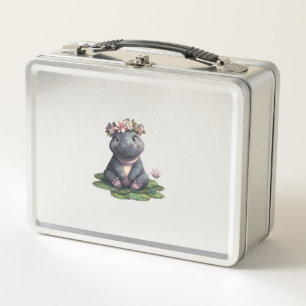Lunch Box Bébé mignon Hippo Moo Deng Lily Pad Filles Ados Fe