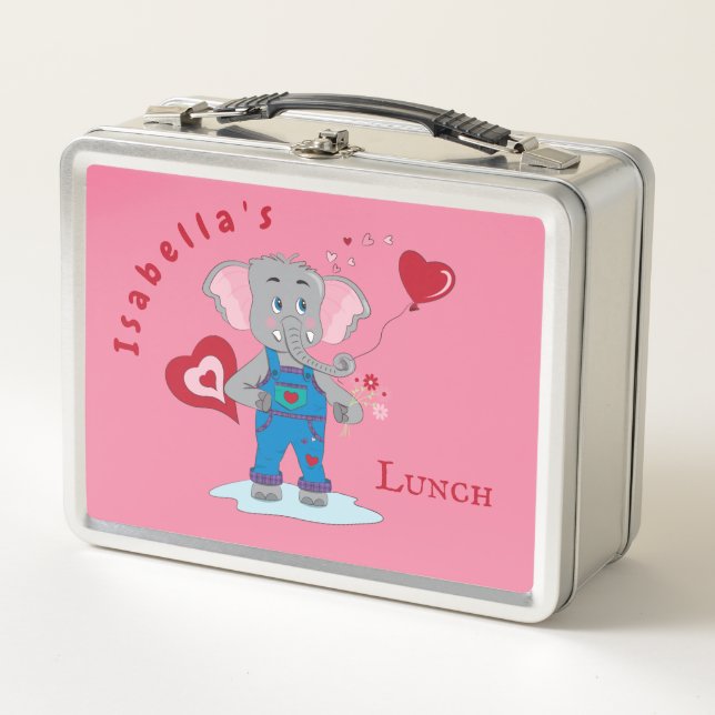 Lunch Box Belle boîte à lunch pour enfant rose et blanc (Devant)