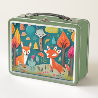 Lunch Box Belle scène de forêt lunaire avec Fox