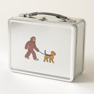 Lunch Box Bigfoot Sasquatch Walking Airedale Terrier