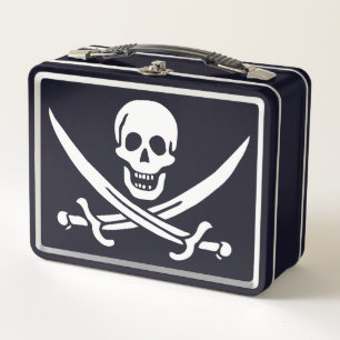 Lunch Box Blanc, Drapeau Pirate Calico Jack, Crâne & Cutlass
