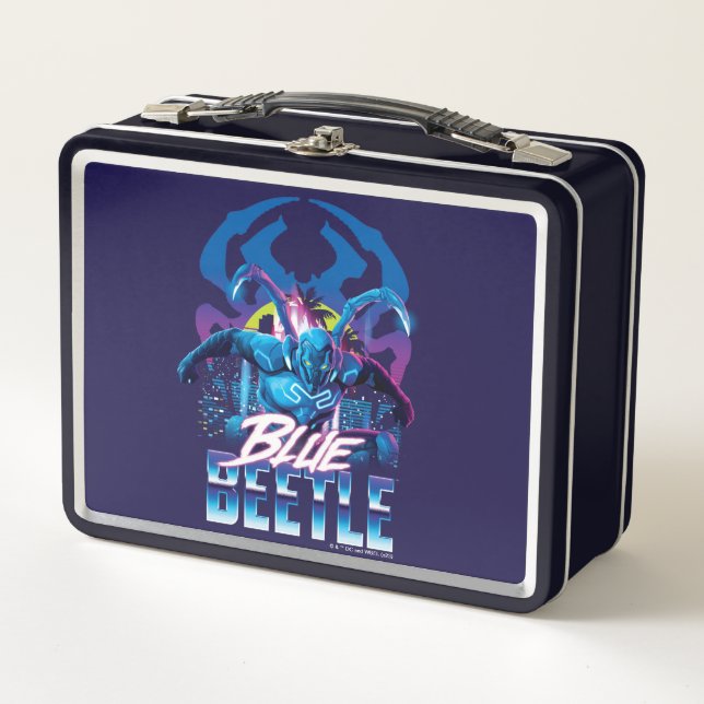 Lunch Box Bleu Beetle Rétrowave Ville coucher du soleil (Devant)