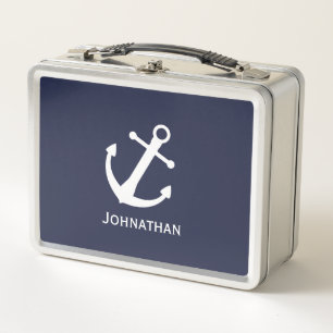 Lunch Box Bleu Nuit Marin et Ancre Blanche Nom