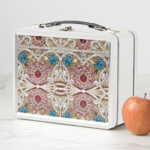 Lunch Box bleu turquoise or bordeaux rose bohème