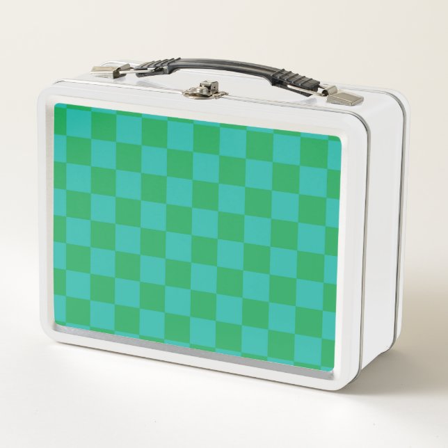 Lunch Box Bleu vert À damiers En vichy Motif (Devant)