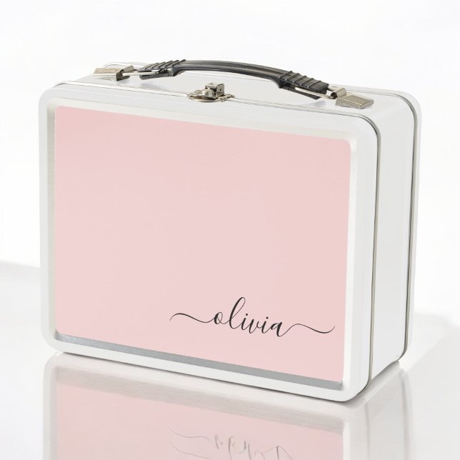 Lunch Box Blush Dusty rose moderne Script Girl Monogramme No (Créateur téléchargé)