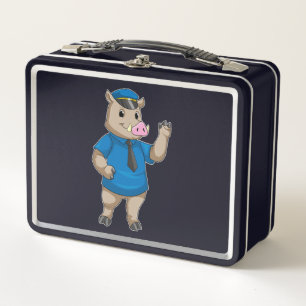Lunch Box Boar en tant qu'officier de police avec casquette 