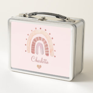 Lunch Box Boho Aquarelle arc-en-ciel Personnalisé Enfant's