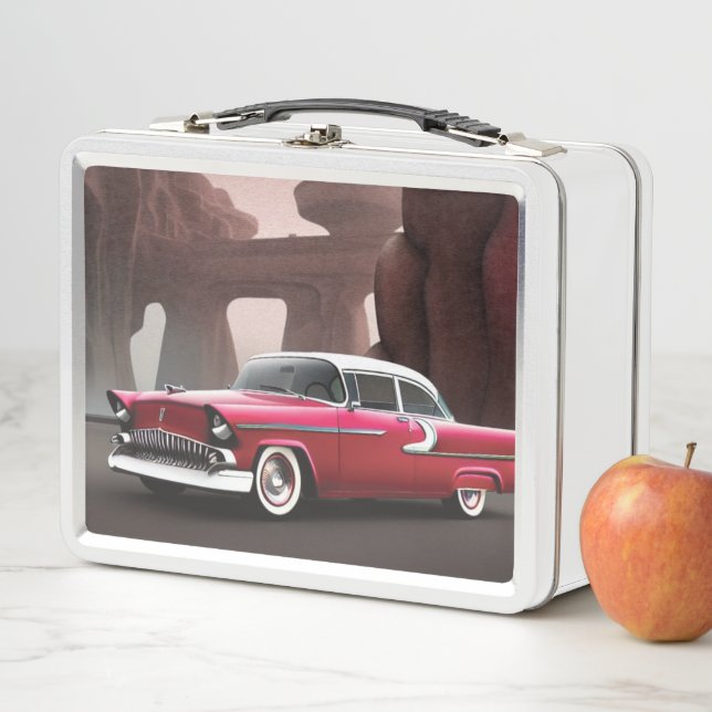 Lunch Box Boîte à lunch en métal de voiture classique 1955 (En situation)