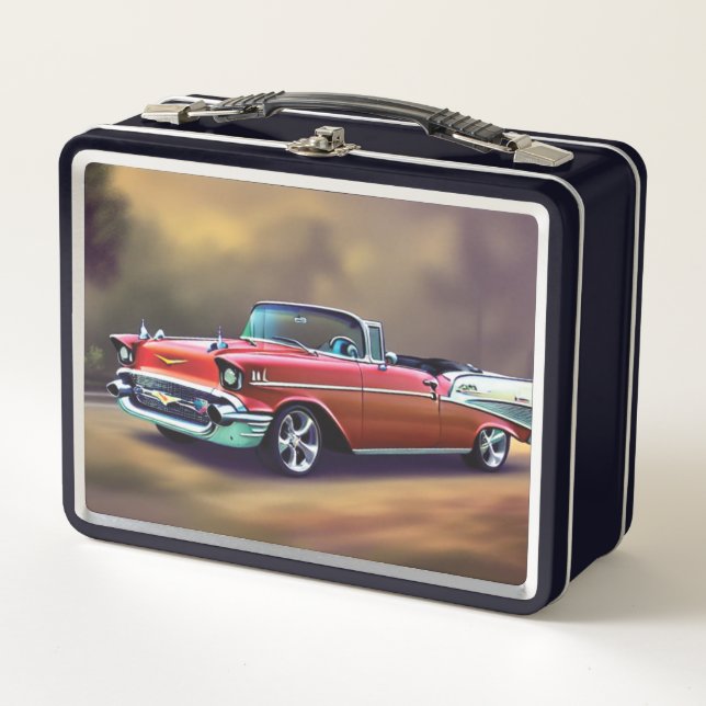Lunch Box Boîte à lunch en métal de voiture classique 1957 (Devant)