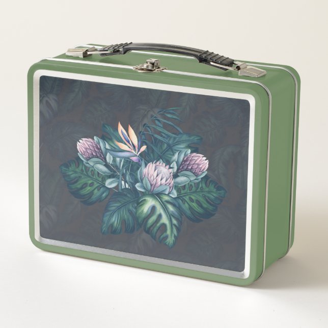 Lunch Box Boîte à lunch Hawaiian Protea et Monstera Retro (Devant)