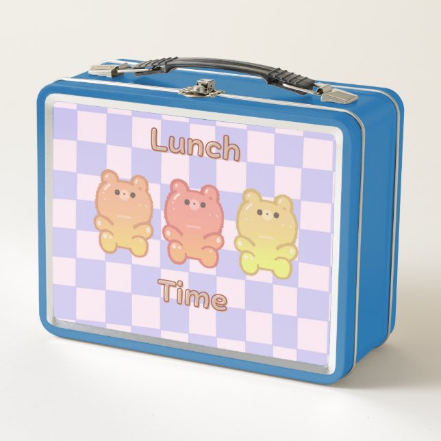 Lunch Box Boite à lunch mignonne à l'ours gummy ! [bleu] (Devant)