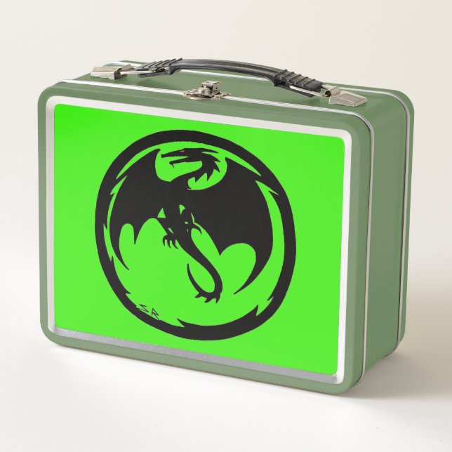 Lunch Box Boîte à lunch noire Dragon Green (Devant)