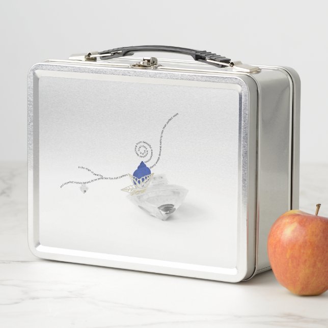 Lunch Box Boîte d'art côtier de coquillages bleu diamant (En situation)