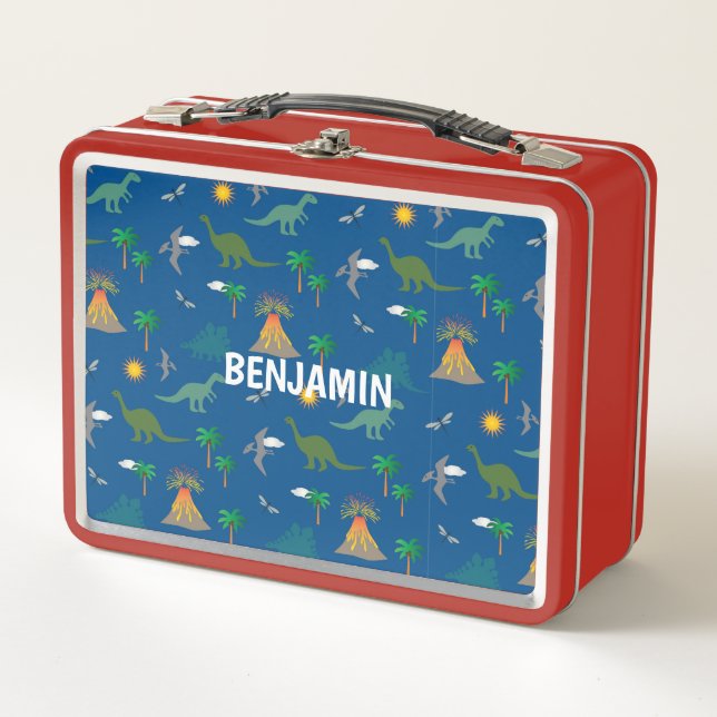 Lunch Box BOÎTE DE DÉJEUNER ROUGE DE DINOSAUR customisé (Devant)