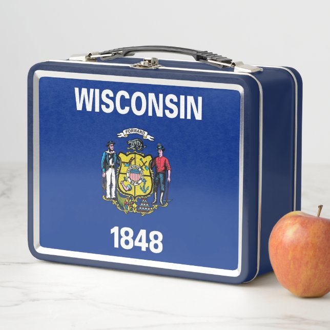 Lunch Box Boîtier en métal inoxydable avec drapeau Wisconsin (En situation)