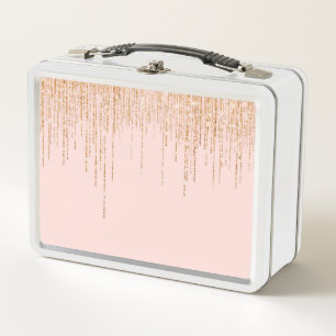 Lunch Box Bordure de Parties scintillant brillante en or ros