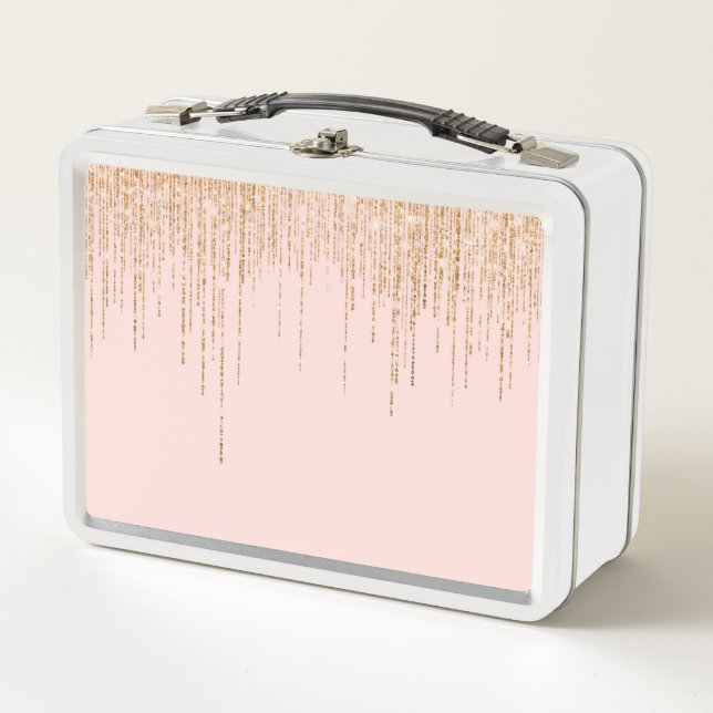 Lunch Box Bordure de Parties scintillant brillante en or ros (Devant)