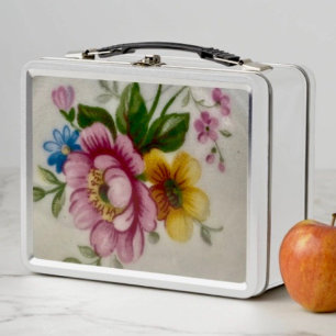 Lunch Box Bouquet floral de tasse à thé en boîte métallique