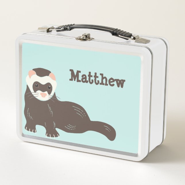 Lunch Box Brown personnalisé Ferret Mint Green (Devant)