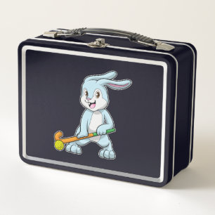 Lunch Box Bunny au hockey sur gazon avec bâton de hockey