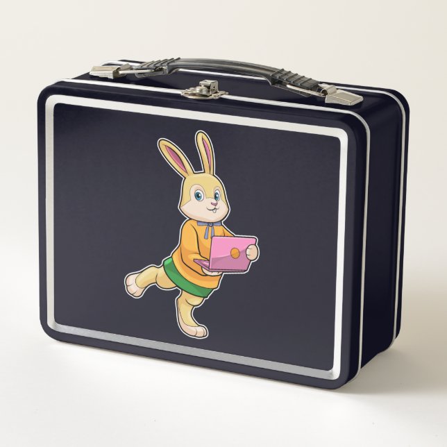Lunch Box Bunny comme secrétaire avec ordinateur portable (Devant)
