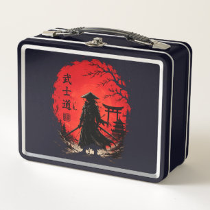 Lunch Box Bushido Guerrier Samouraï Lune Rouge Japonais Vint