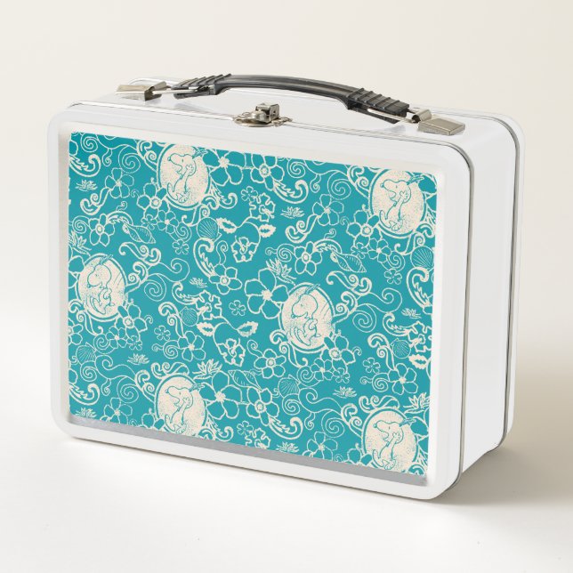 Lunch Box cacahuètes | Snoopy Turquoise Tropical Beach Motif (Devant)