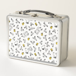 Lunch Box cacahuètes   Snoopy & Woodstock B&W Flower Motif