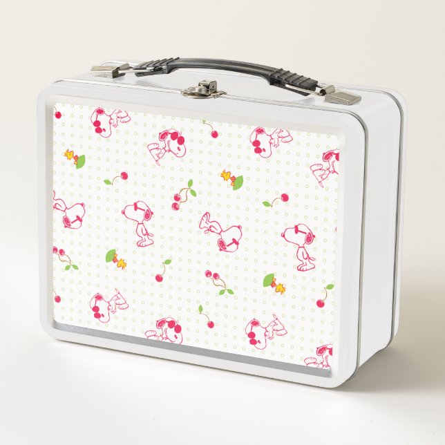 Lunch Box cacahuètes | Snoopy & Woodstock Cherry Motif (Devant)