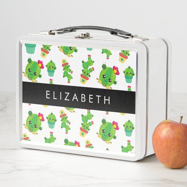 Lunch Box Cactus mignons, Cactus Motif, Succulent, Votre Nom (En situation)