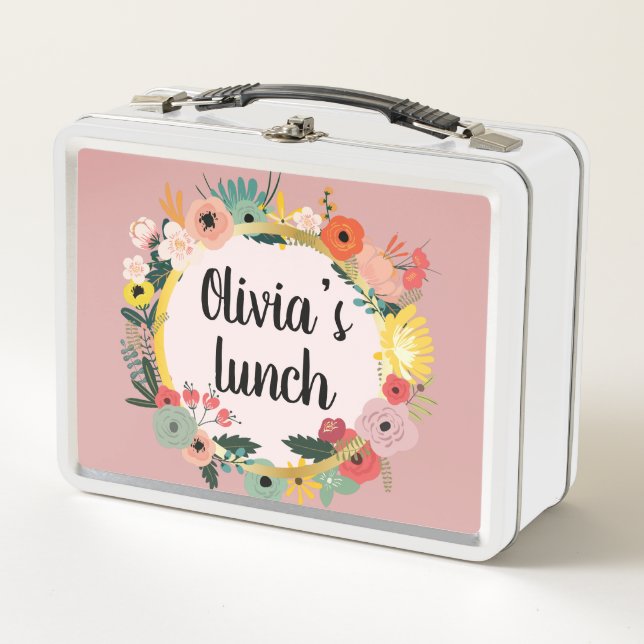 Lunch Box Cadre fleuri vintage Boho (Devant)