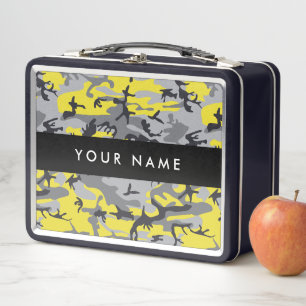 Lunch Box Camouflage jaune et gris Personnalisez votre nom