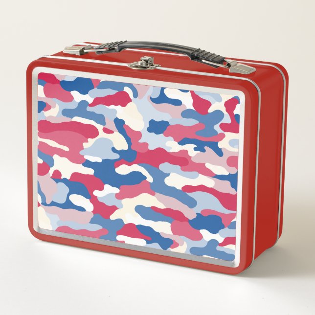 Lunch Box Camouflage rouge blanc et bleu (Devant)