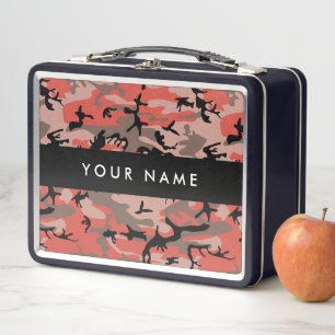 Lunch Box Camouflage rouge et Brown Votre nom Personnalisez