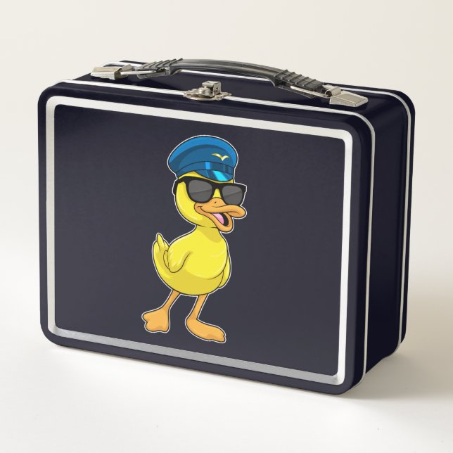 Lunch Box Canard comme pilote avec casquette pilote (Devant)