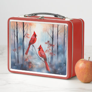 Lunch Box Cardinaux rouges dans une forêt brumeuse