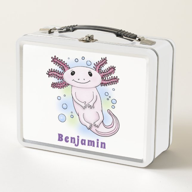 Lunch Box Caricature axolotl rose adorable (Devant)