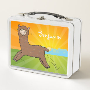 Lunch Box Caricature d'alpaga brun joli