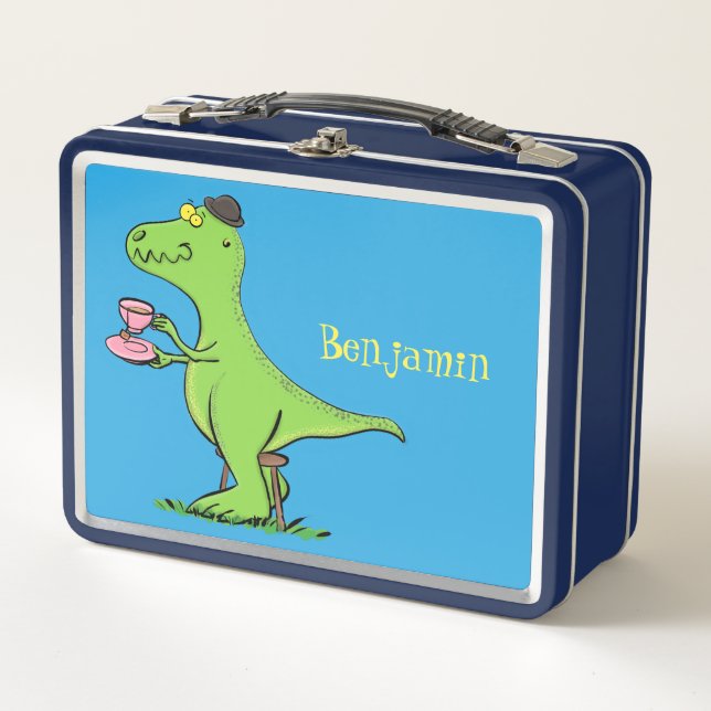 Lunch Box Caricature de dinosaure vert t rex (Devant)