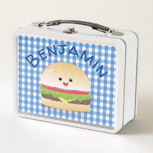 Lunch Box Caricature de hamburger kawaii joyeux