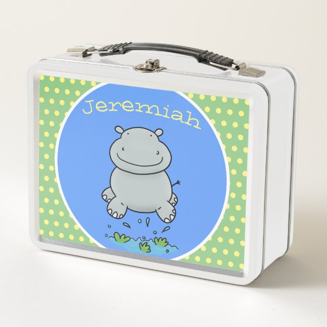 Lunch Box Caricature d'hippo très heureuse (Devant)