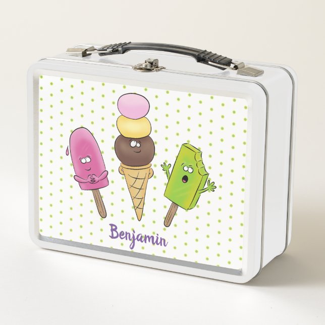 Lunch Box Caricature drôles de glace popsicle dessin animé t (Devant)