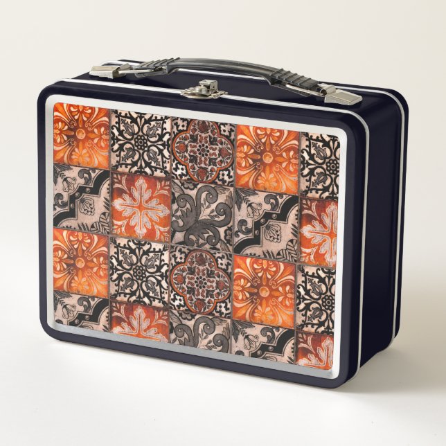 Lunch Box Carreaux de tangerine (Devant)